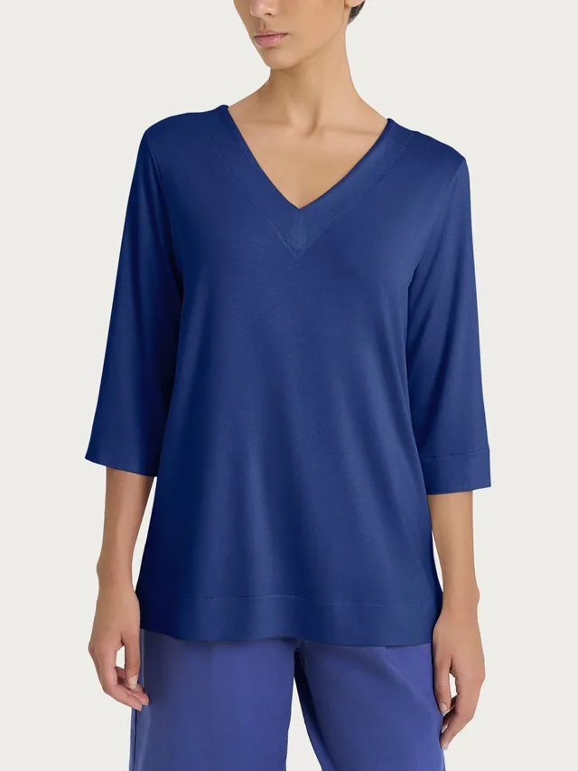 Ragno Viscosa Summer maglietta scollo V Blueberry viscosa