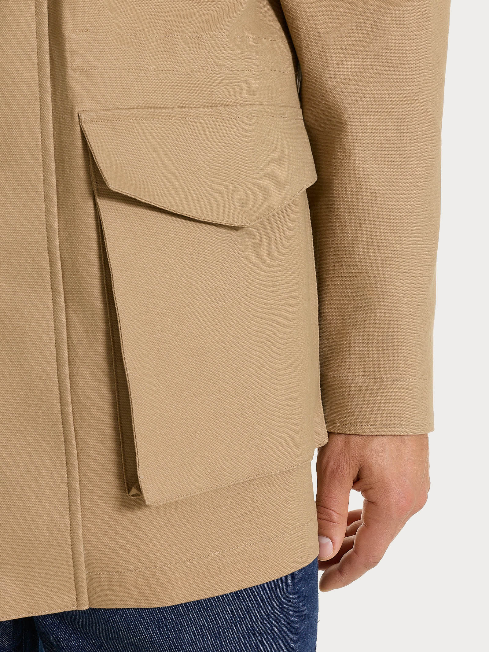 Ragno Canvas Stretch cappotto cappuccio uomo tiger's eye regular