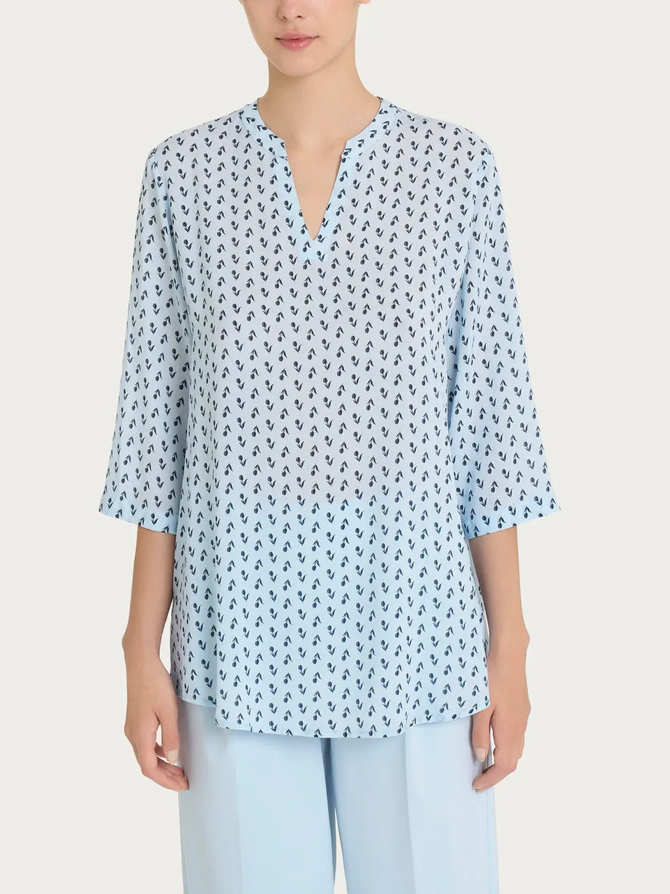 Ragno EcoSeta Camicia Scollo V Donna Fantasia Skyway