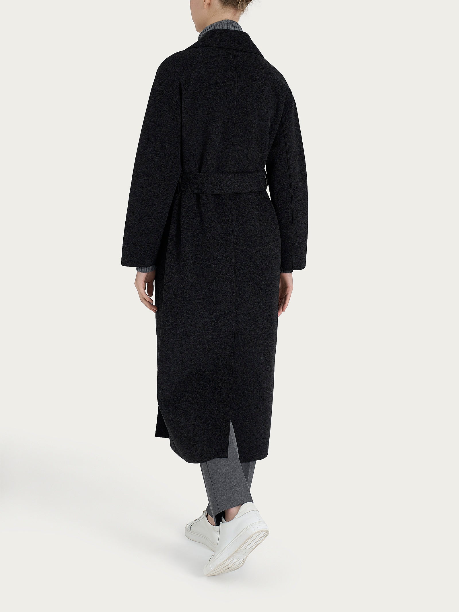 Ragno Vegan Wool Cappotto Lungo Bottoni Nero