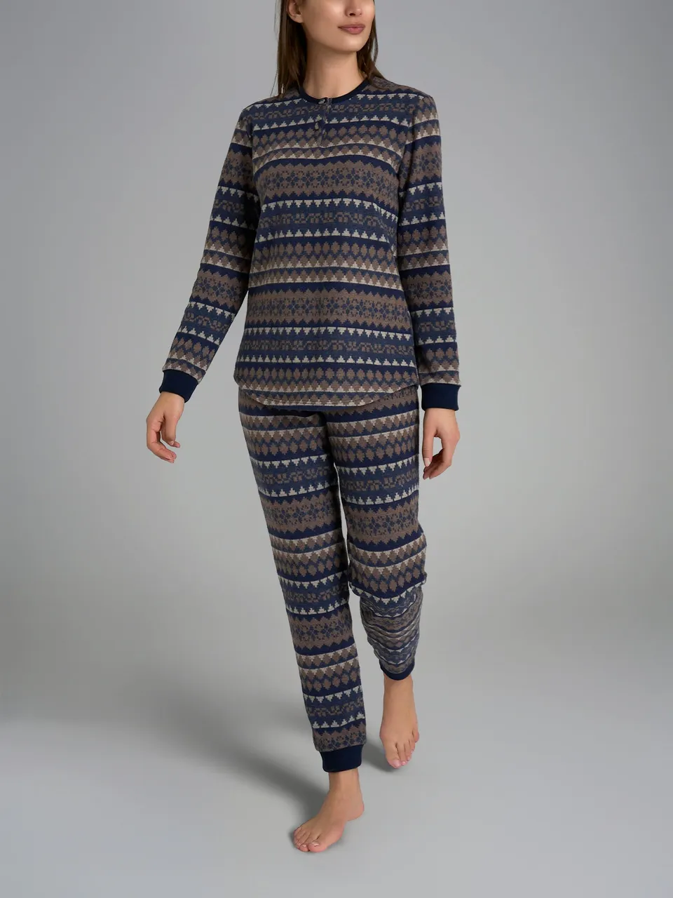 Ragno Cotton Eco Pile pigiama serafino nordico fantasia tenebre