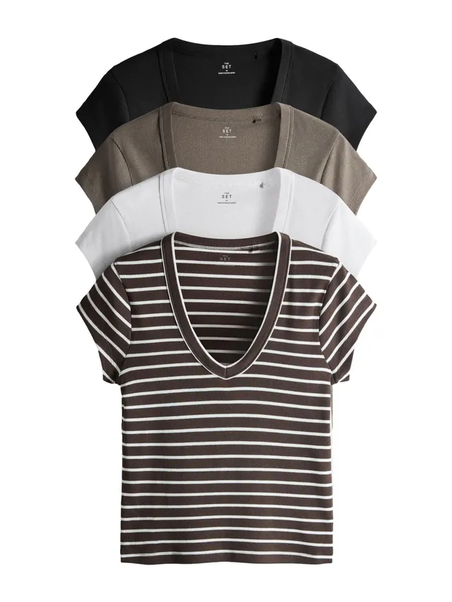 Geo Next The Set T-shirt Scollo a V Maniche Aletta Donna 4 Pezzi