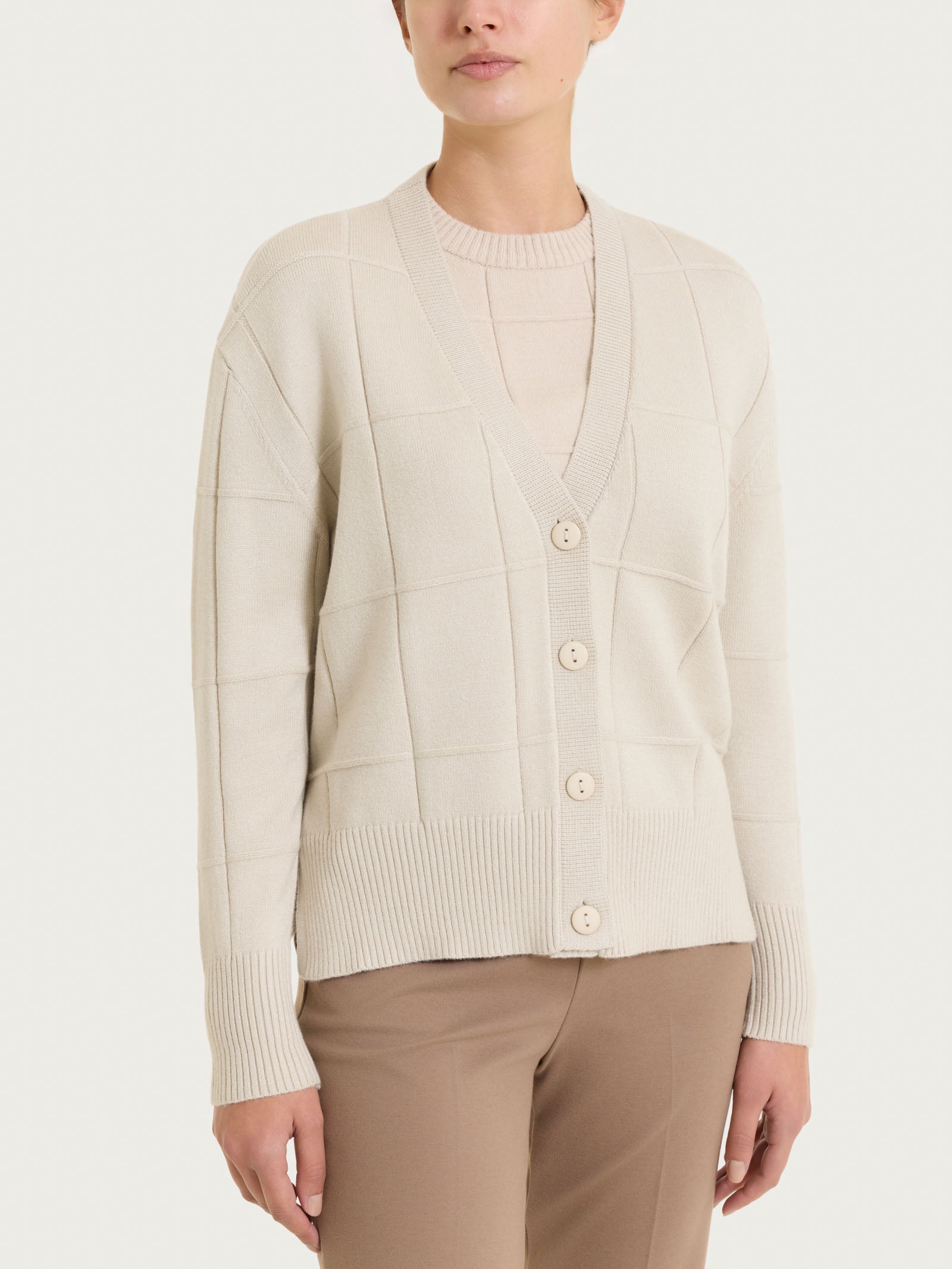 Ragno Super Soft cardigan donna check champignon