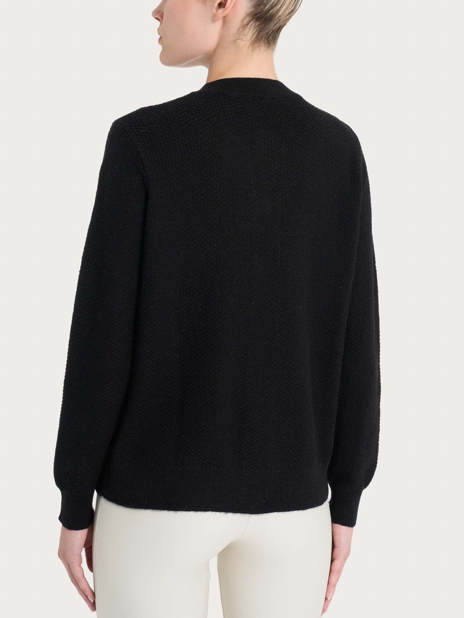 Ragno Merino Soft Cardigan Corto Lana Nera Bottoni