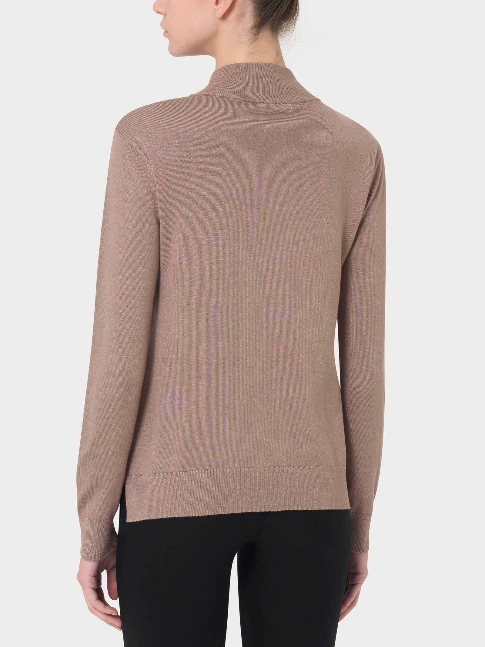Ragno Four Seasons Lupetto maglia collo alto marrone viscosa
