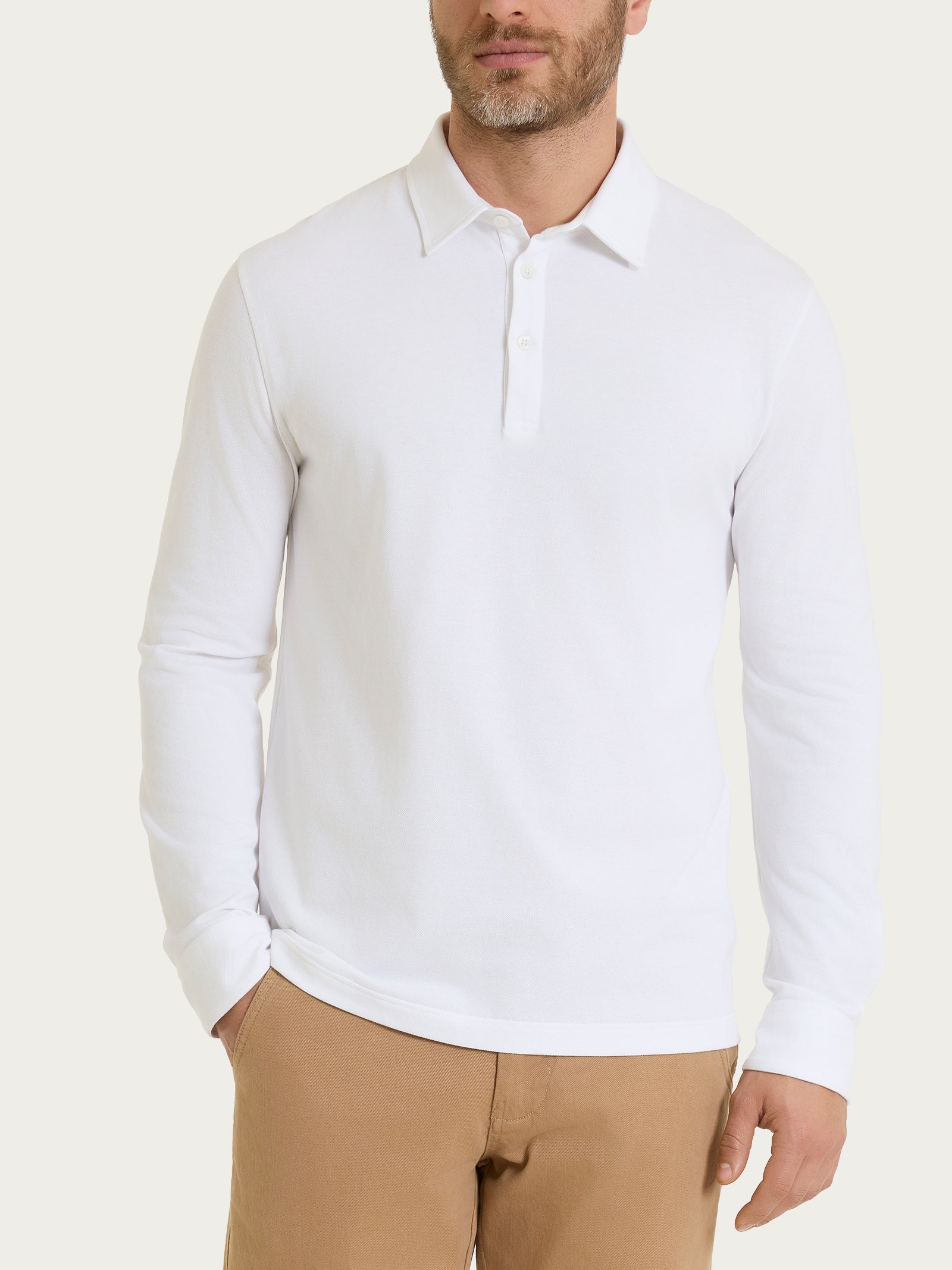 Ragno Cotton Piquet Polo Manica Lunga Bianco Cotone