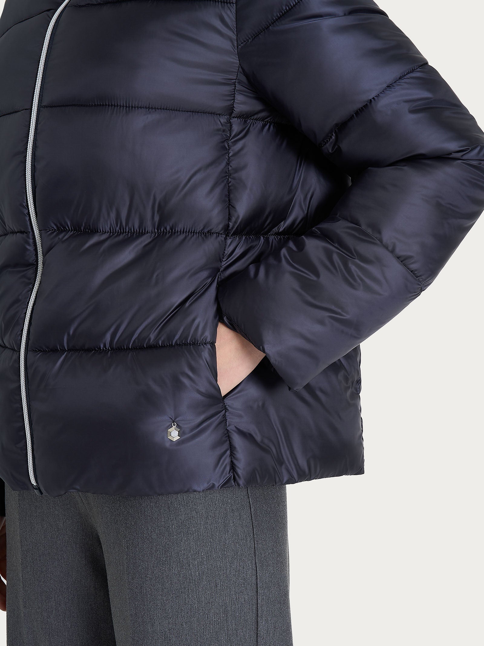 Ragno Vegan Down Piumino Collo Alto Bleu leggero