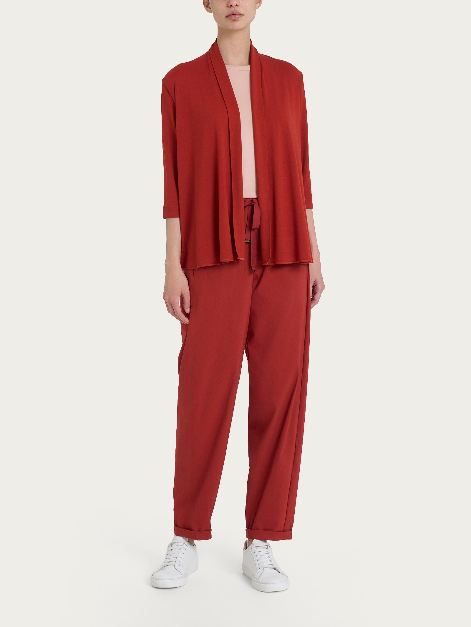 Ragno Viscosa Summer cardigan corto Red Ochre fresco donna