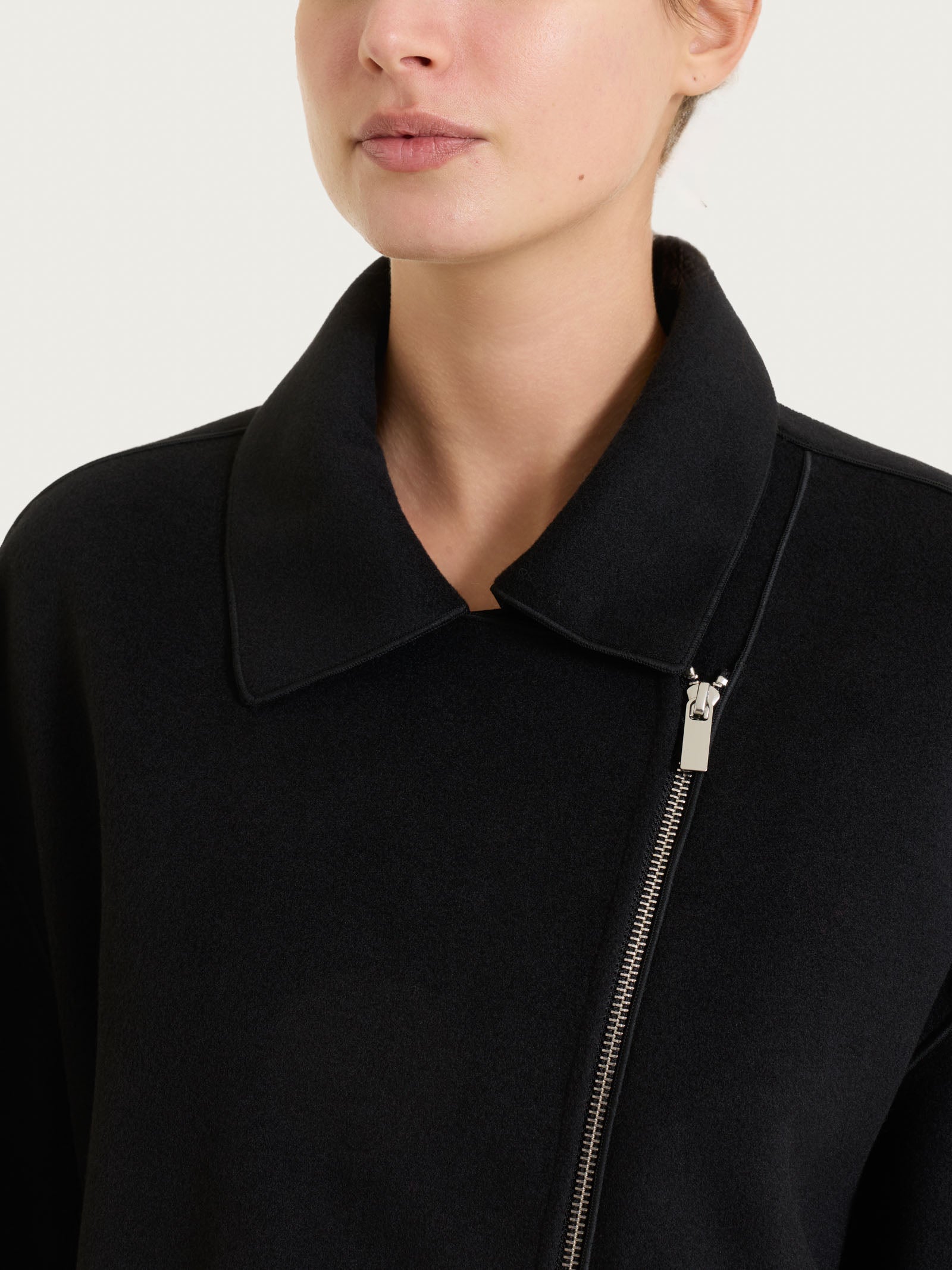Ragno Vegan Wool Giacca chiodo zip Nero