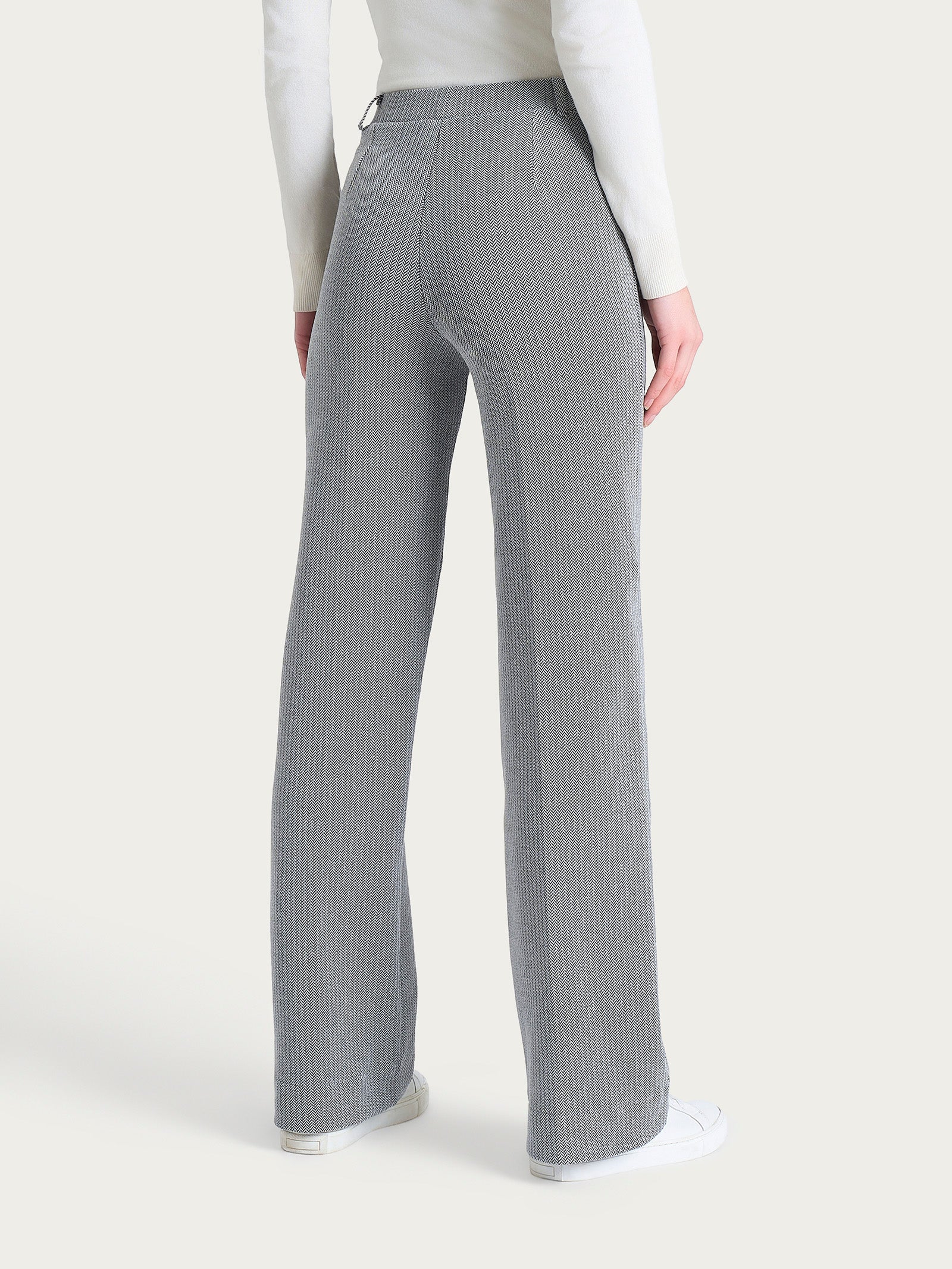 Ragno Compact Pantalone Ampio jacquard nero spina di pesce