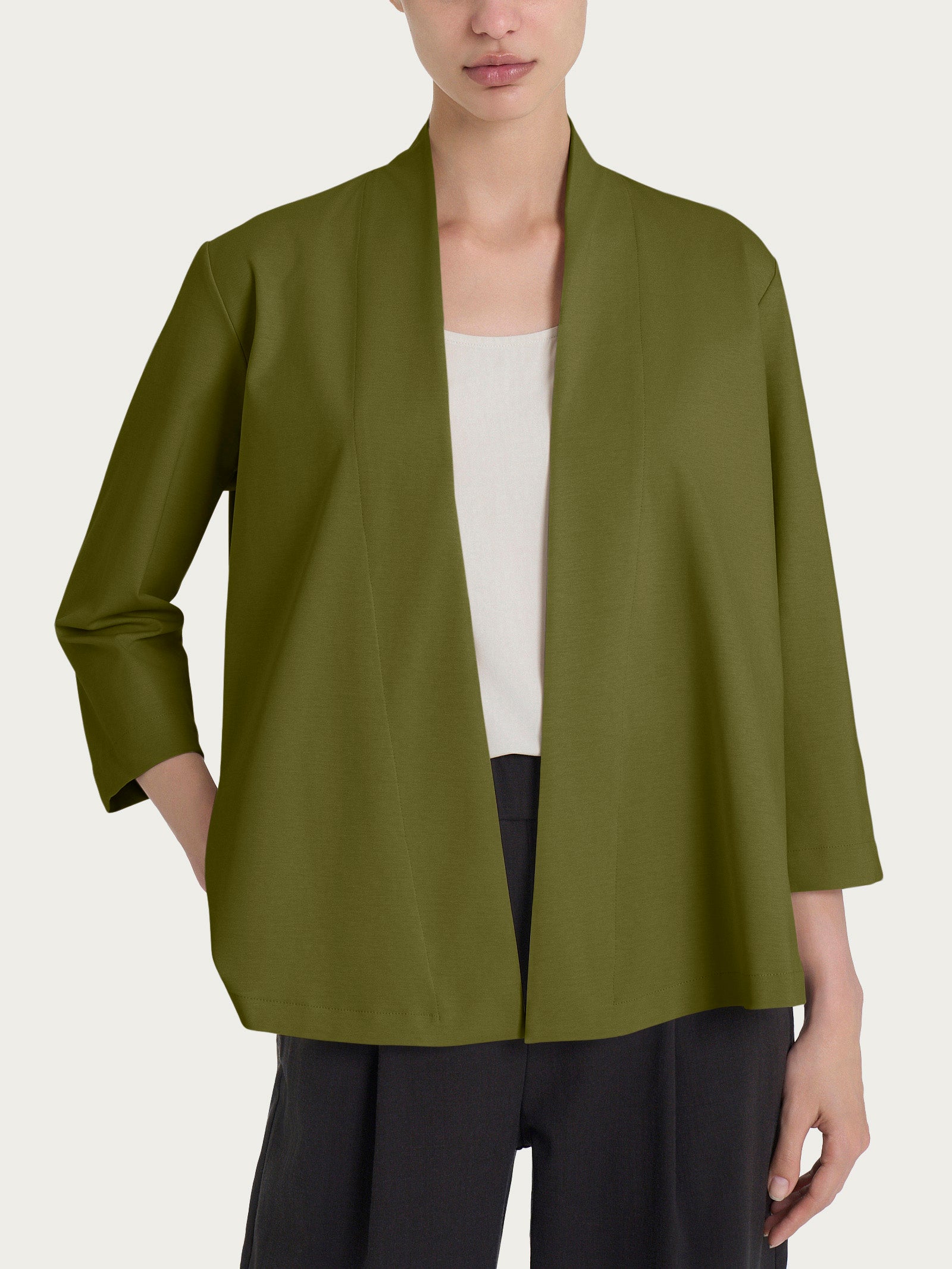 Ragno Compact Light cardigan aperto manica 3/4 Sphagnum