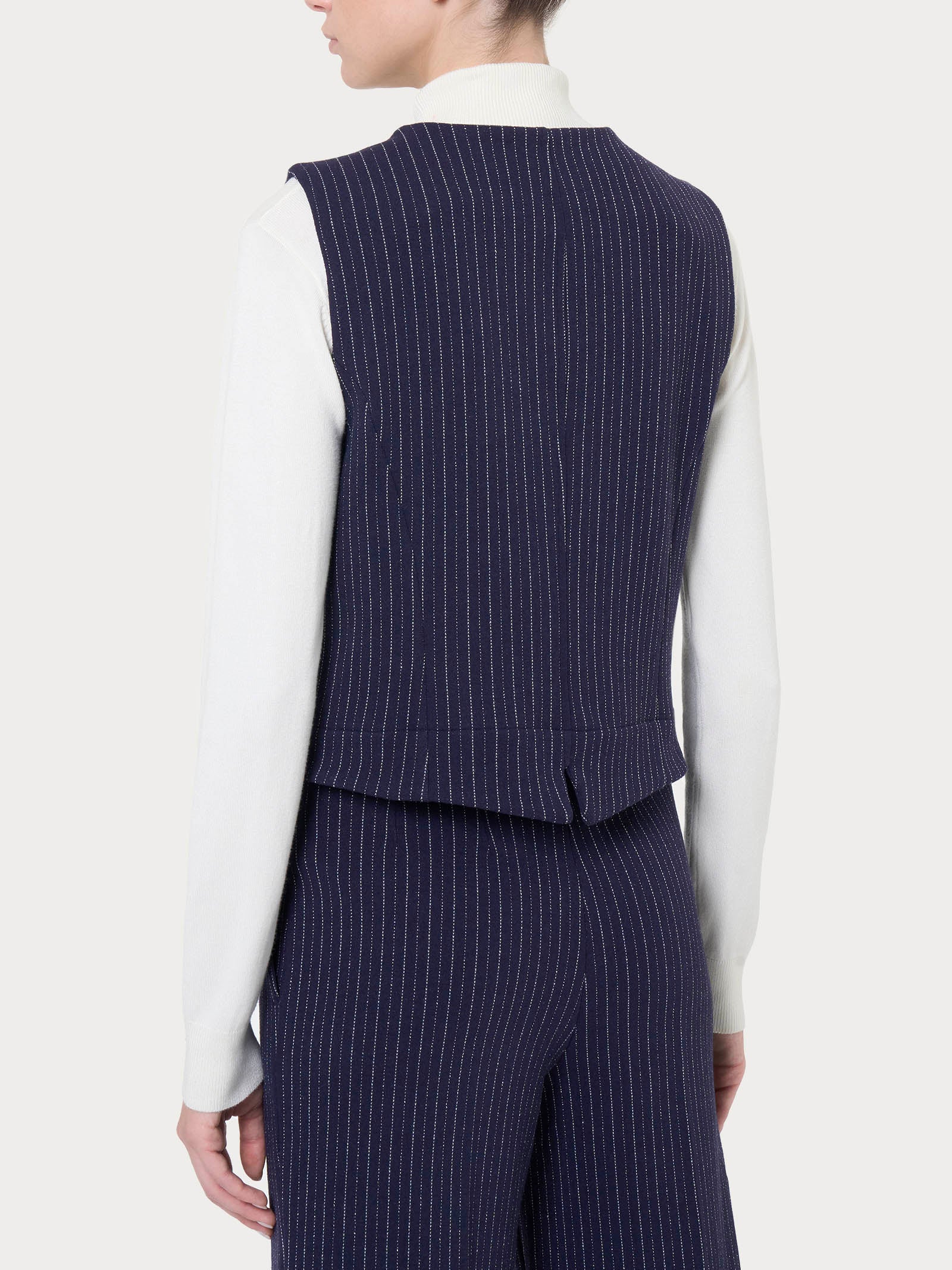 Ragno gilet 4 bottoni eco jacquard gessato Fantasia Bleu