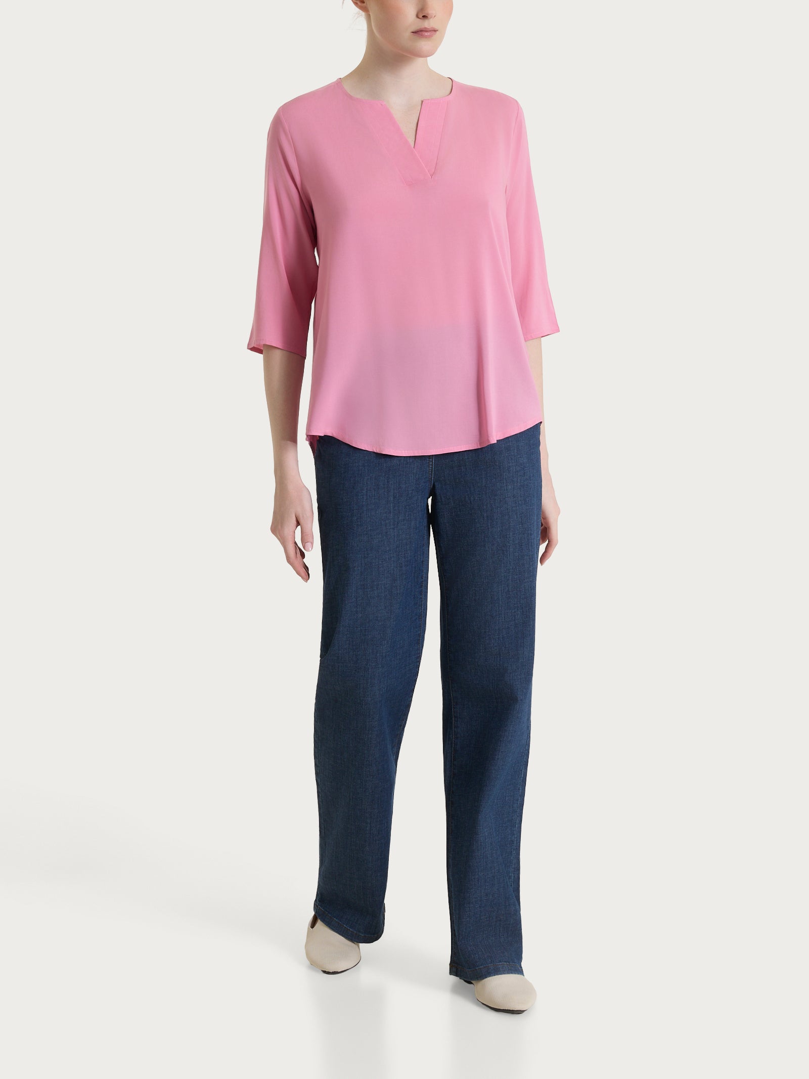 Ragno Voile Stretch blusa scollo V Cashmere Rose viscosa