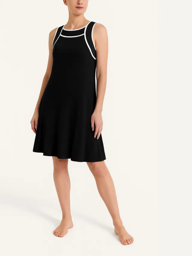 Ragno Viscosa Summer Abito Smanicato Nero Piping