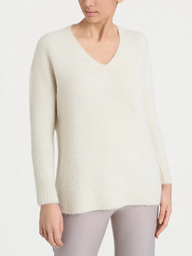 Ragno Merino Soft Maglia Scollo a V Avorio Misto Alpaca