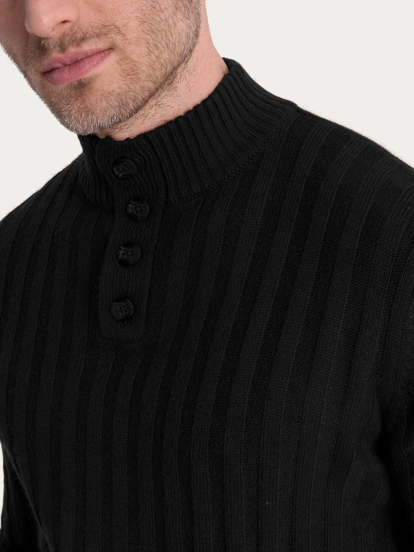 Ragno Four Seasons Lupetto Costa Piatta Uomo Nero 4 Bottoni