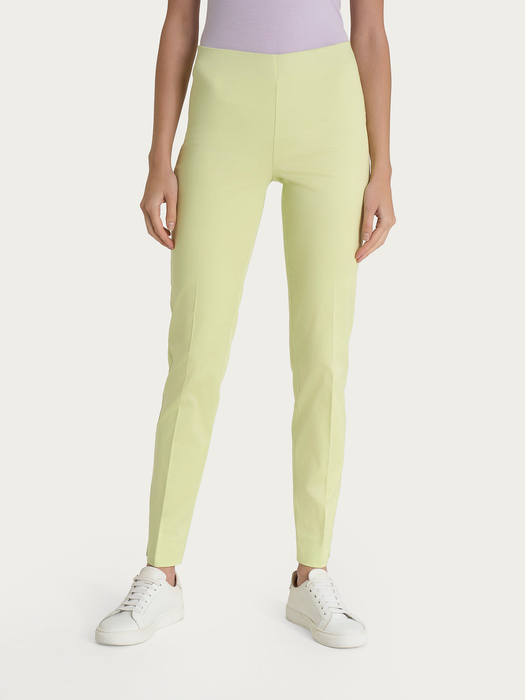 Ragno Satin Power pantaloni sigaretta Shadow Lime con spacco