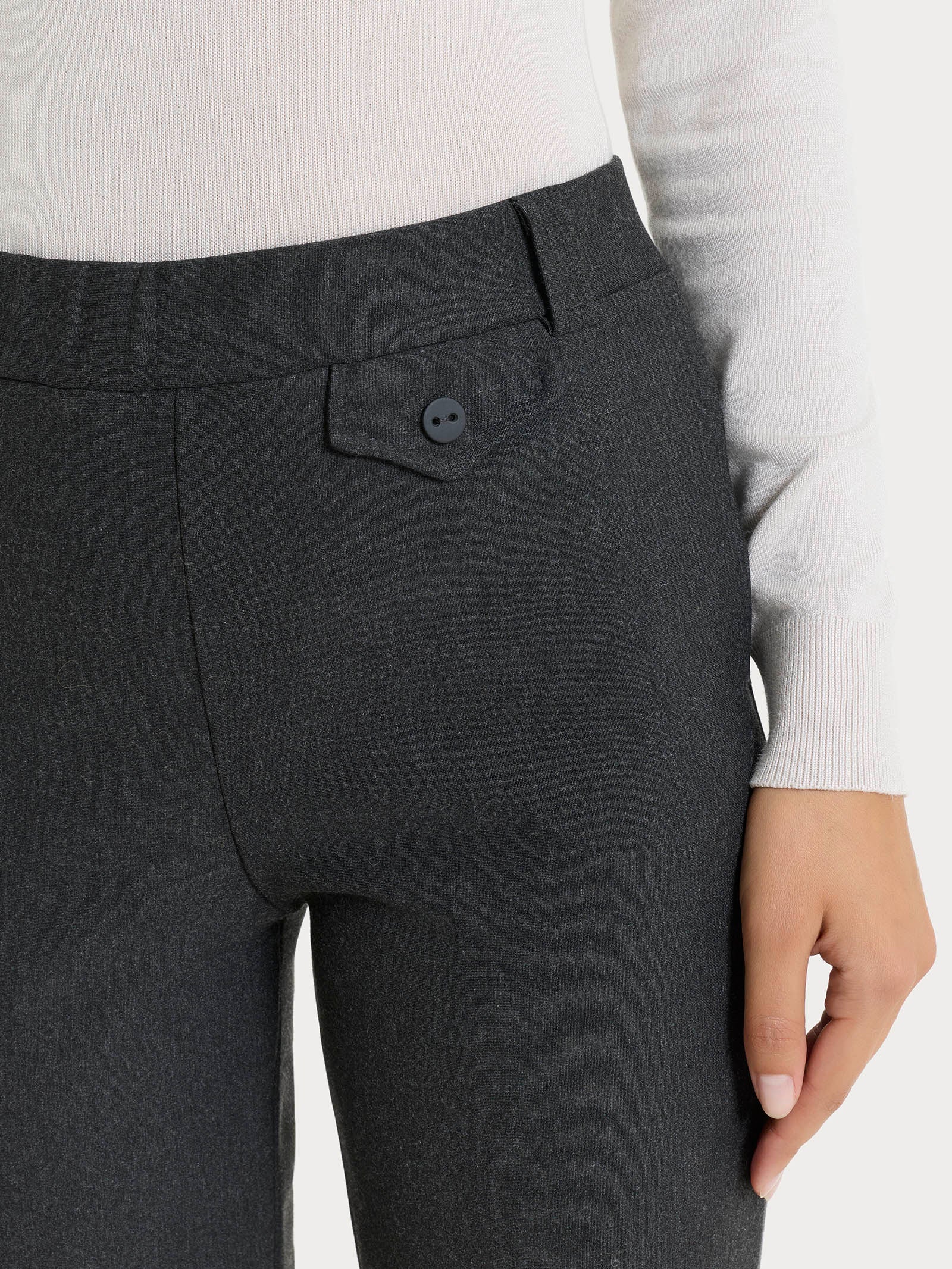 Ragno Compact The Straight Leg pantalone nero Oscuro Mel. vita elasticizzata