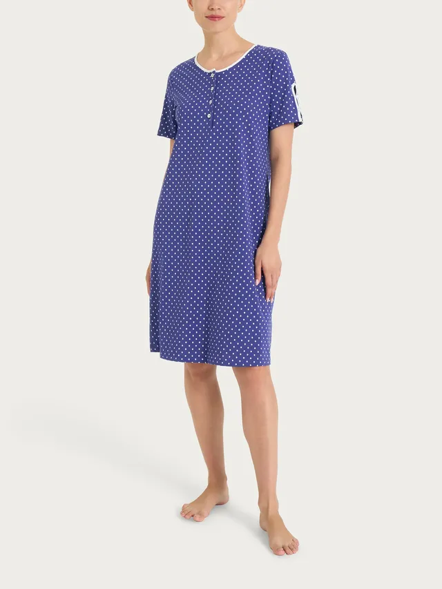 Ragno Jersey Cotone camicia notte pois blu Navy