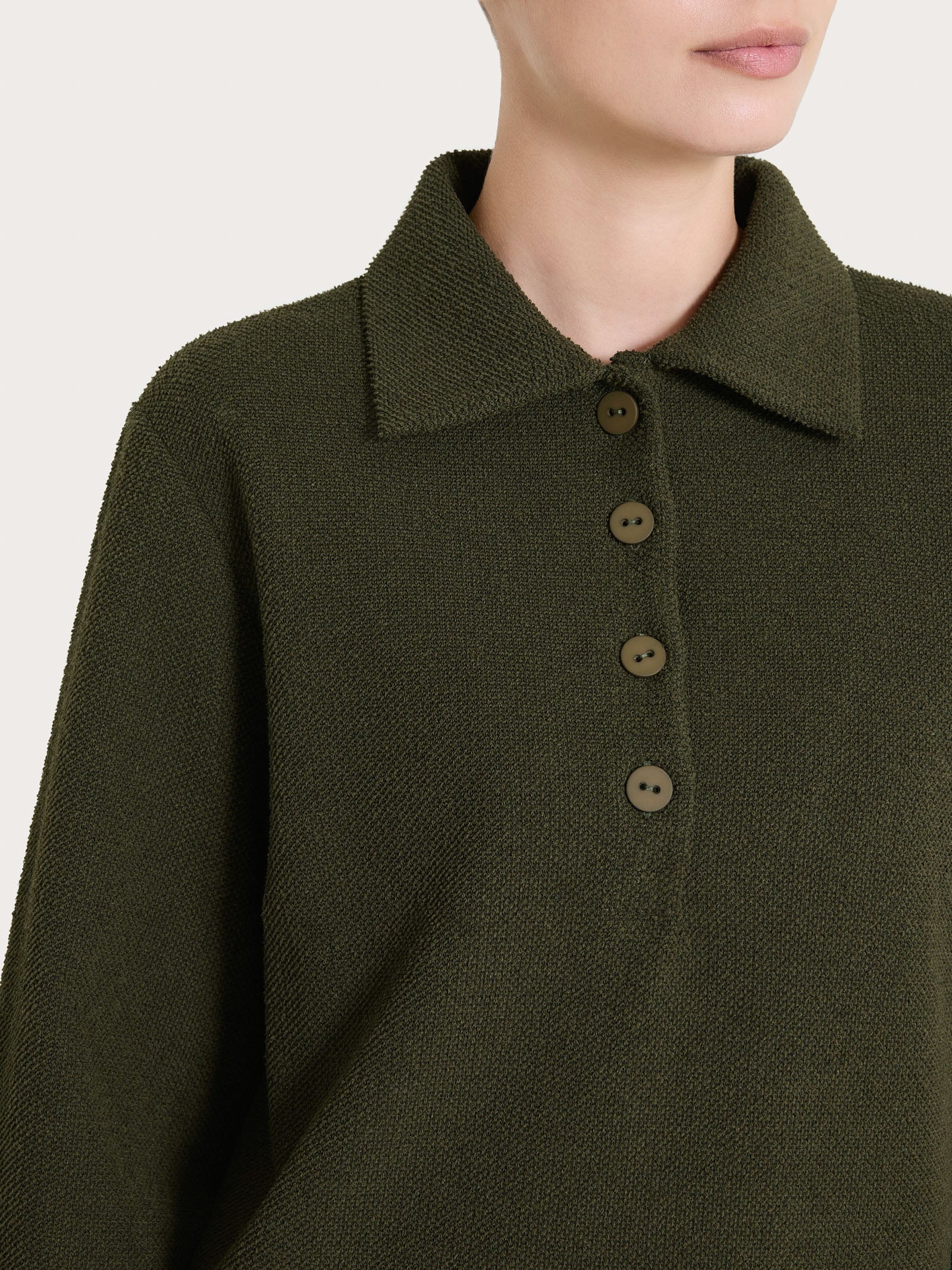 Ragno Comfort Polo donna verde Japanese Fleece manica lunga