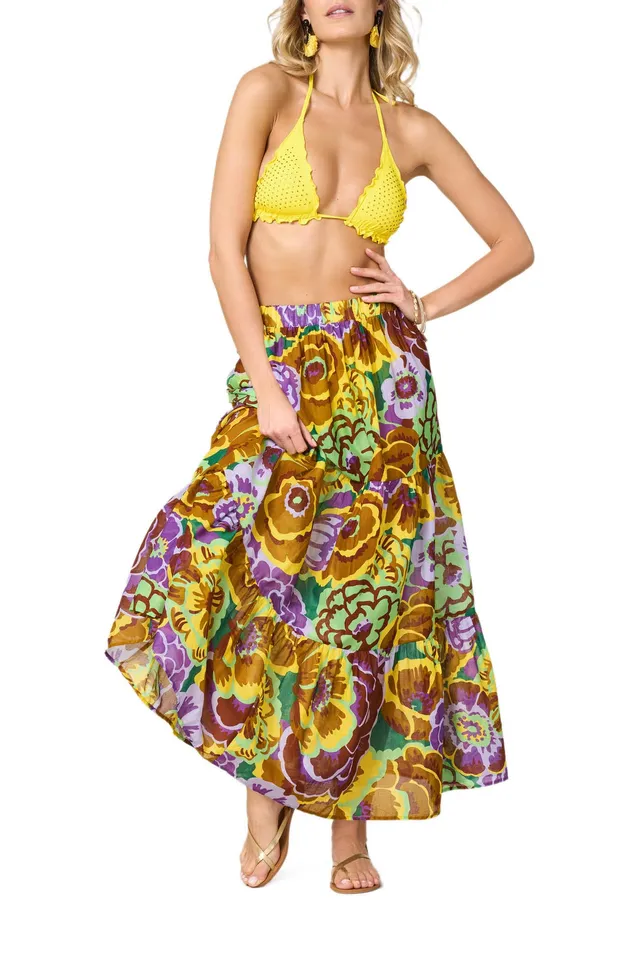 Goldenpoint Fleur pareo lungo balze fantasia floreale
