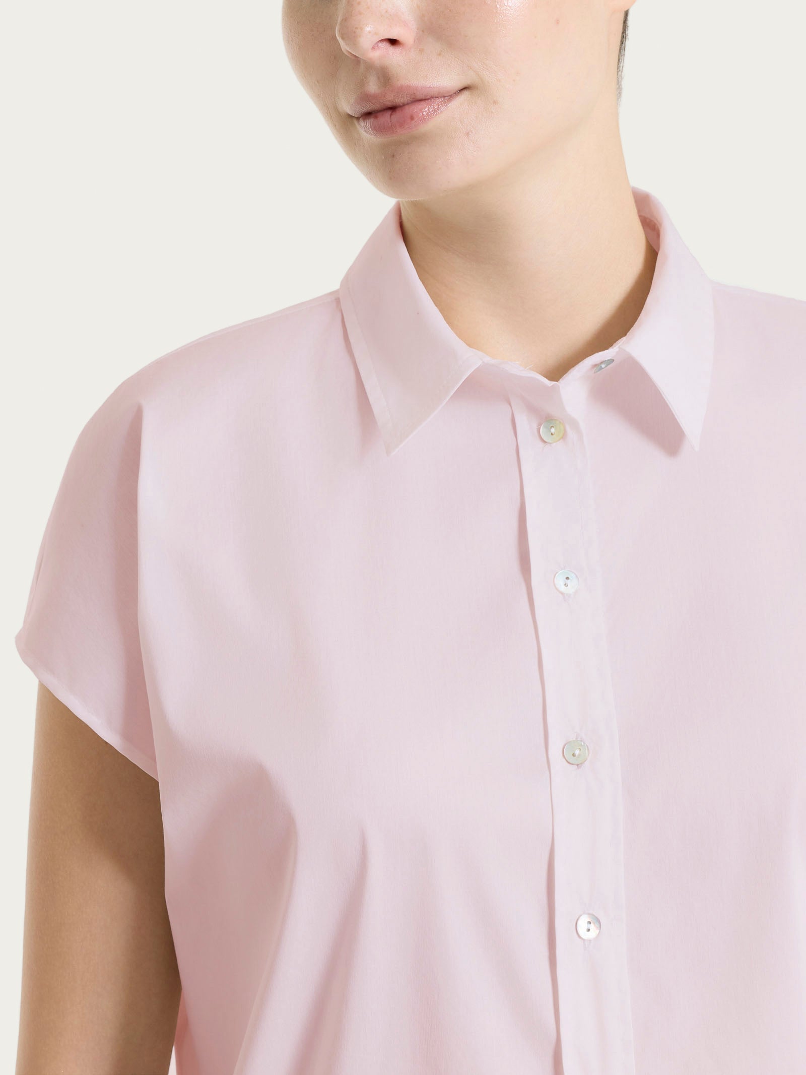 Ragno Puro Cotone Camicia Manica Kimono Pale Lilac poplin