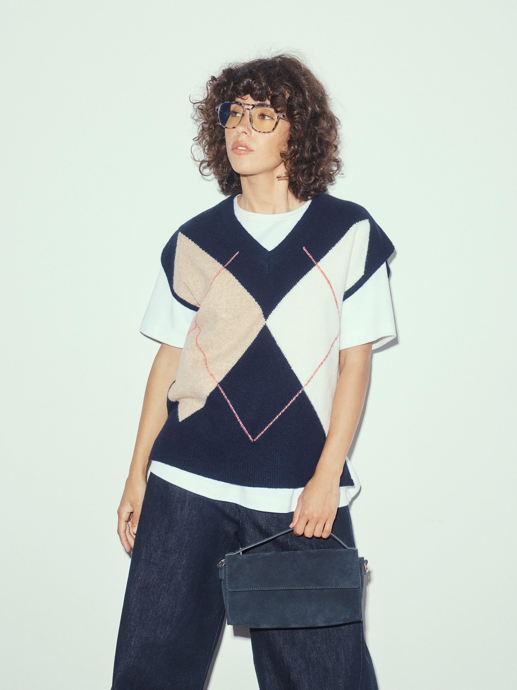 Next canotta M blu argyle in cotone comoda