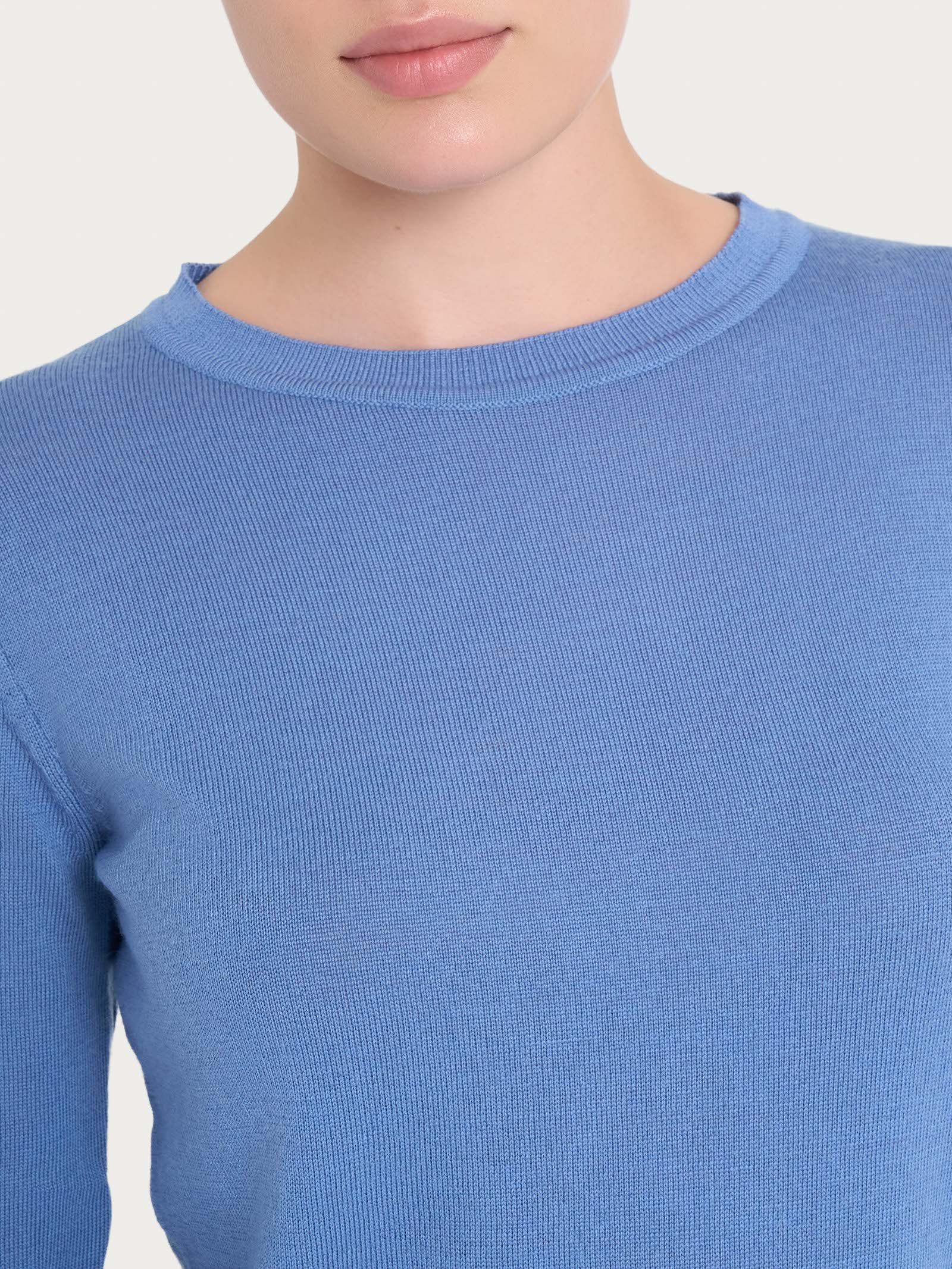 Ragno Merino Soft Maglia Donna Colony Blue Girocollo Pura Lana