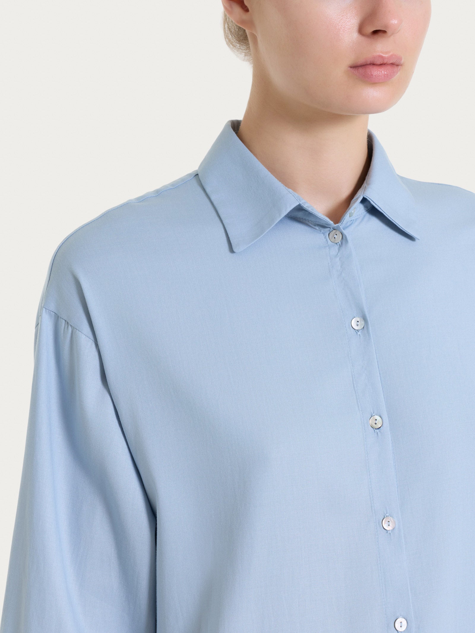 Ragno Voile Stretch Camicia Manica 3/4 Azzurra