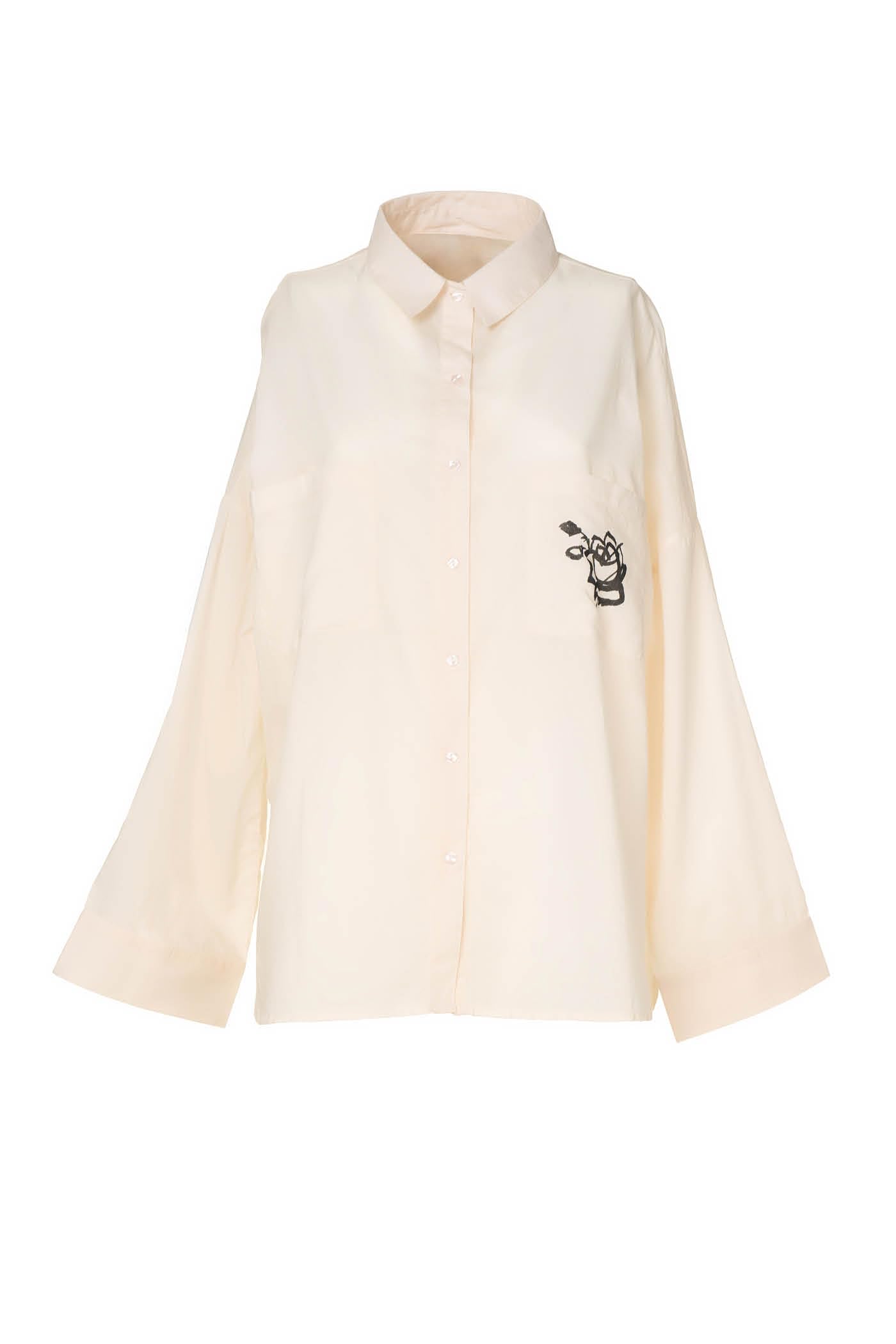 Goldenpoint Amour camicia copricostume cotone tinta unita con scritta
