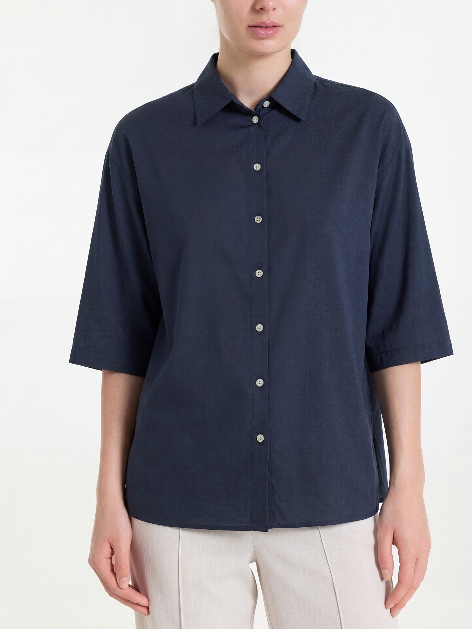 Ragno Viscosa Summer camicia manica 3/4 bleu in voile