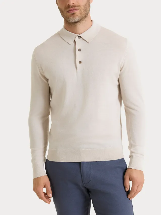 Ragno Merino Soft polo lana manica lunga Champignon