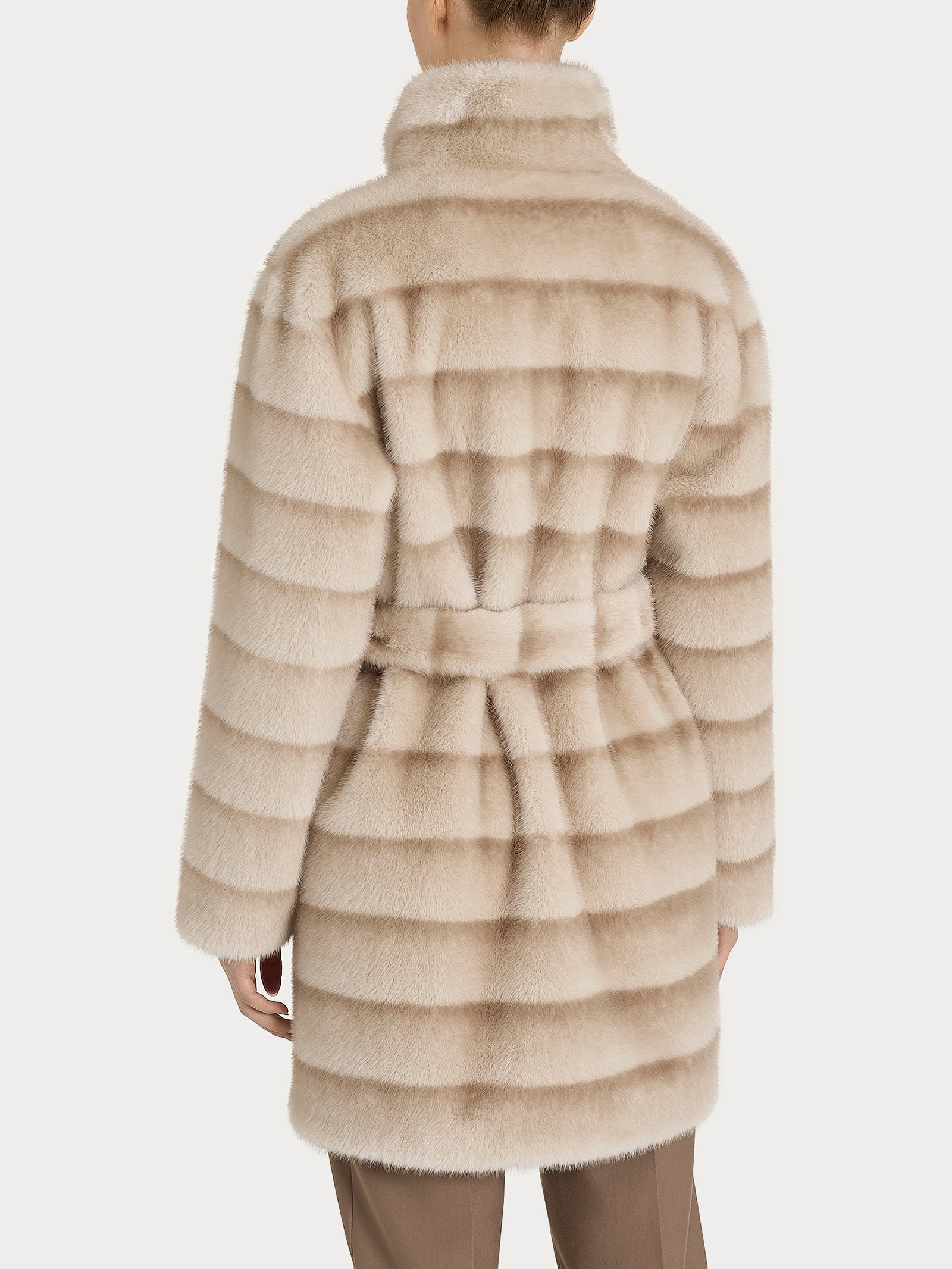 Ragno Cappotto Double-Face Vegan Fur Champignon con Cintura
