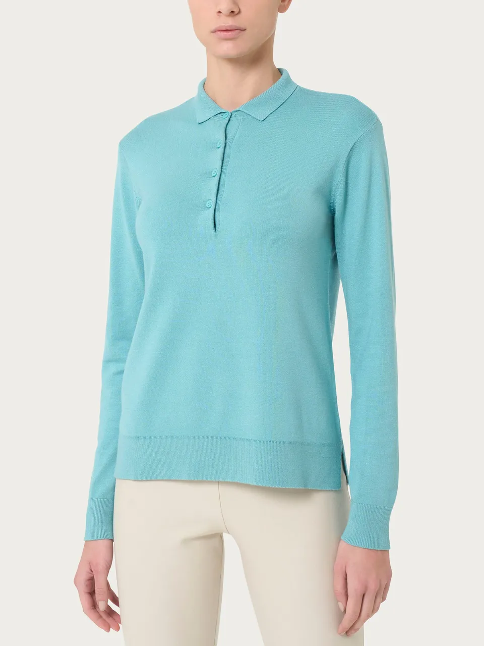 Ragno Four Seasons Polo Manica Lunga Azzurro Viscosa