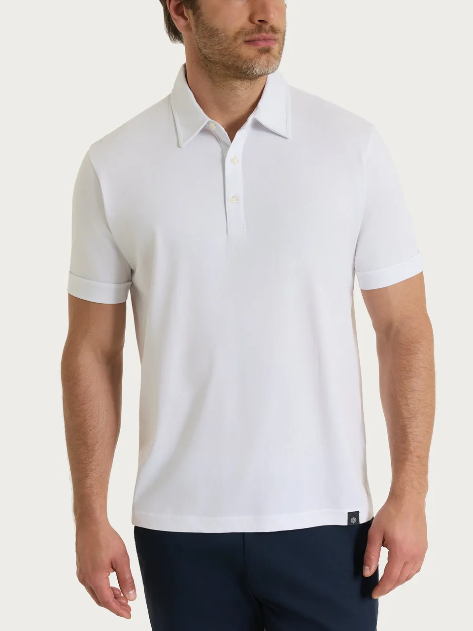 Ragno polo manica corta jersey cotone Bianco uomo mercerizzato