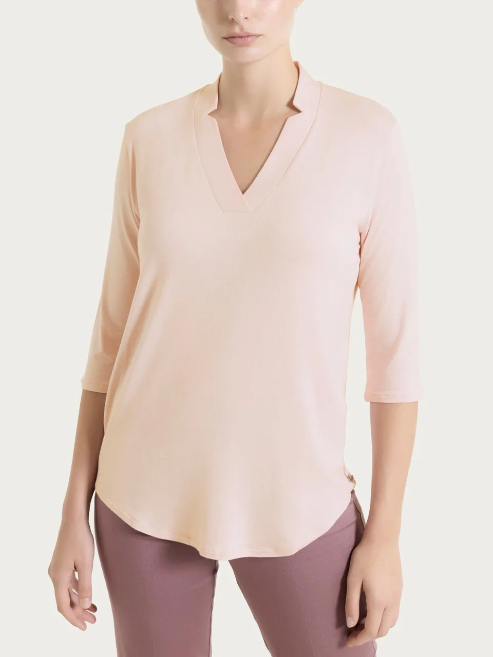 Ragno Viscosa Summer scollo a V maglietta Cameo Rose manica 3/4