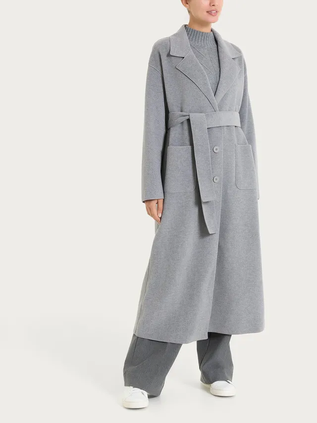 Ragno Vegan Wool Cappotto Lungo Bottoni Grigio Caldo