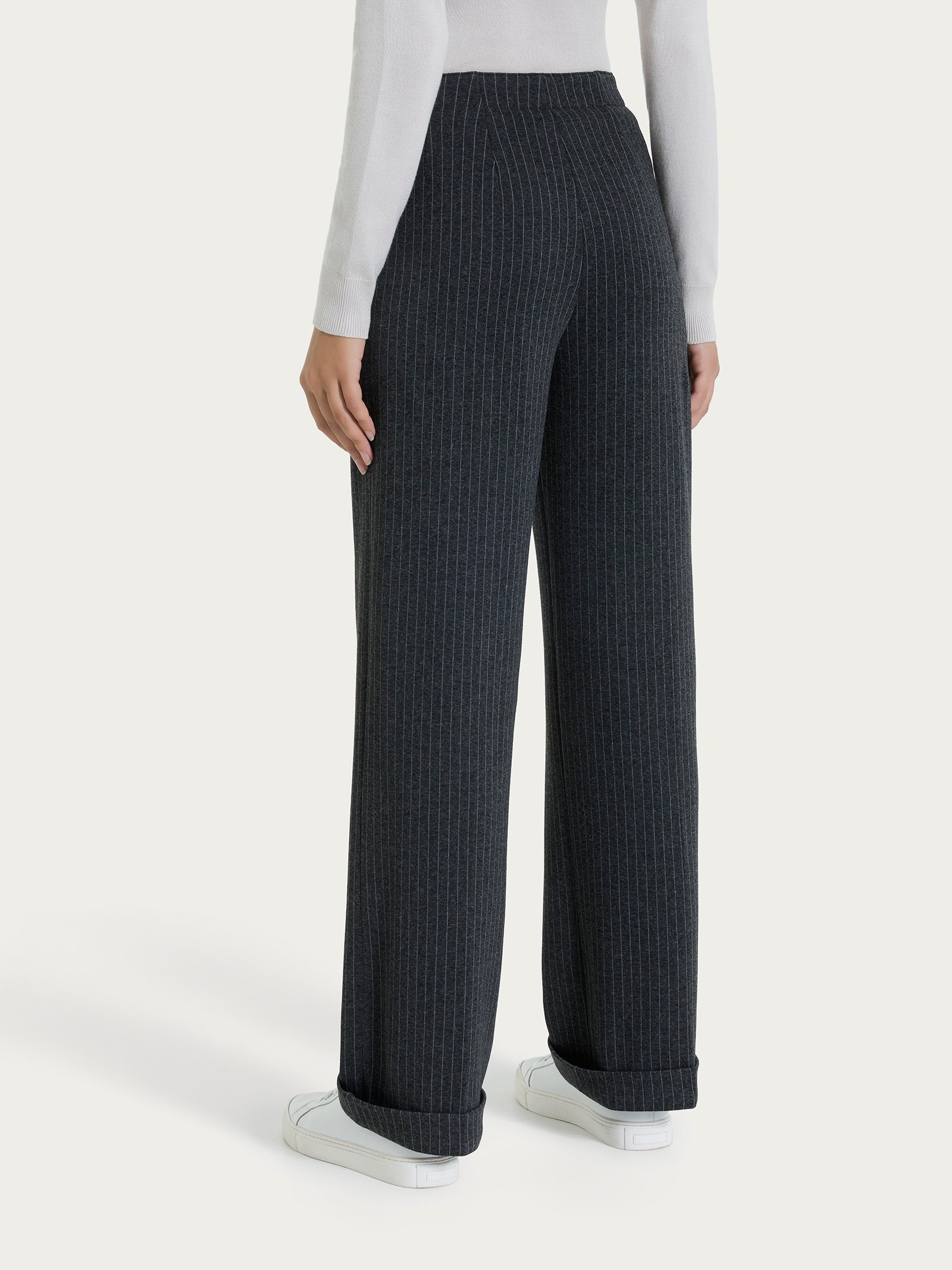 Ragno Eco Jacquard Pantalone Ampio Gessato Tasche Fant Oscuro Mel