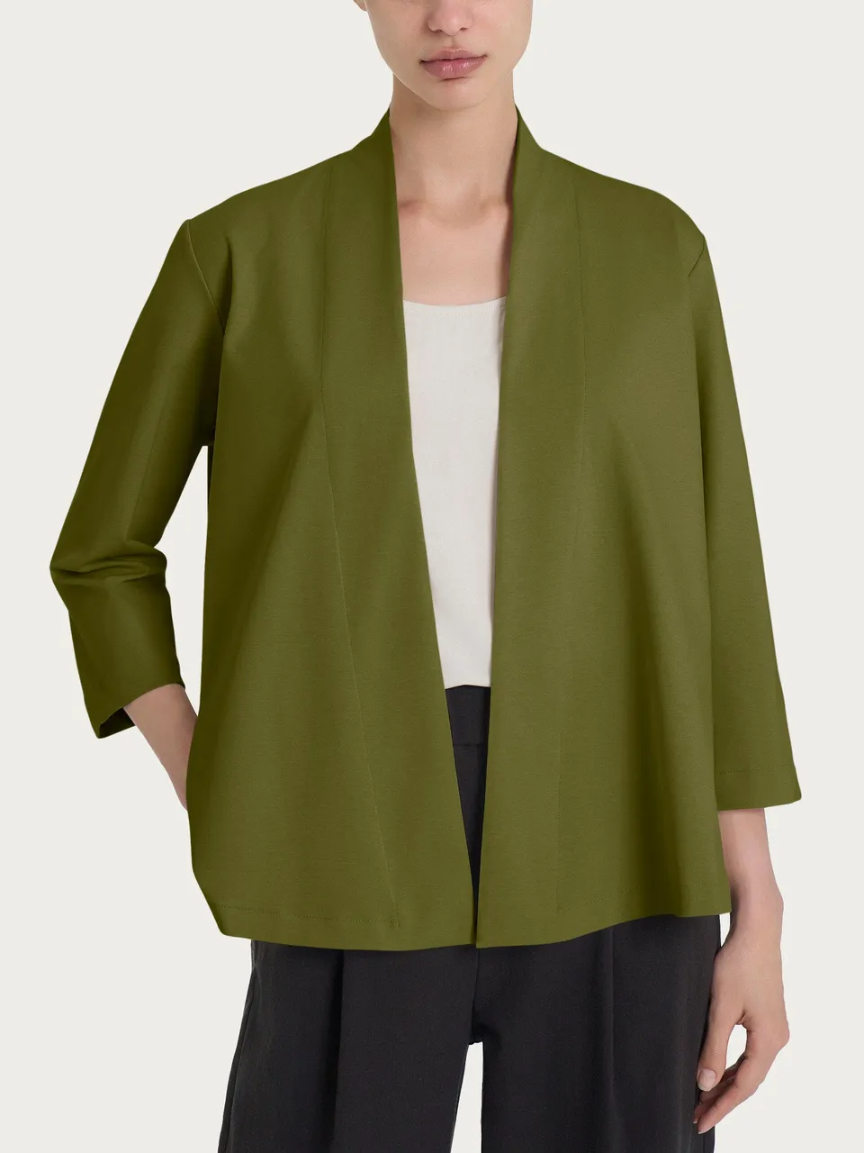 Ragno Compact Light cardigan aperto manica 3/4 Sphagnum