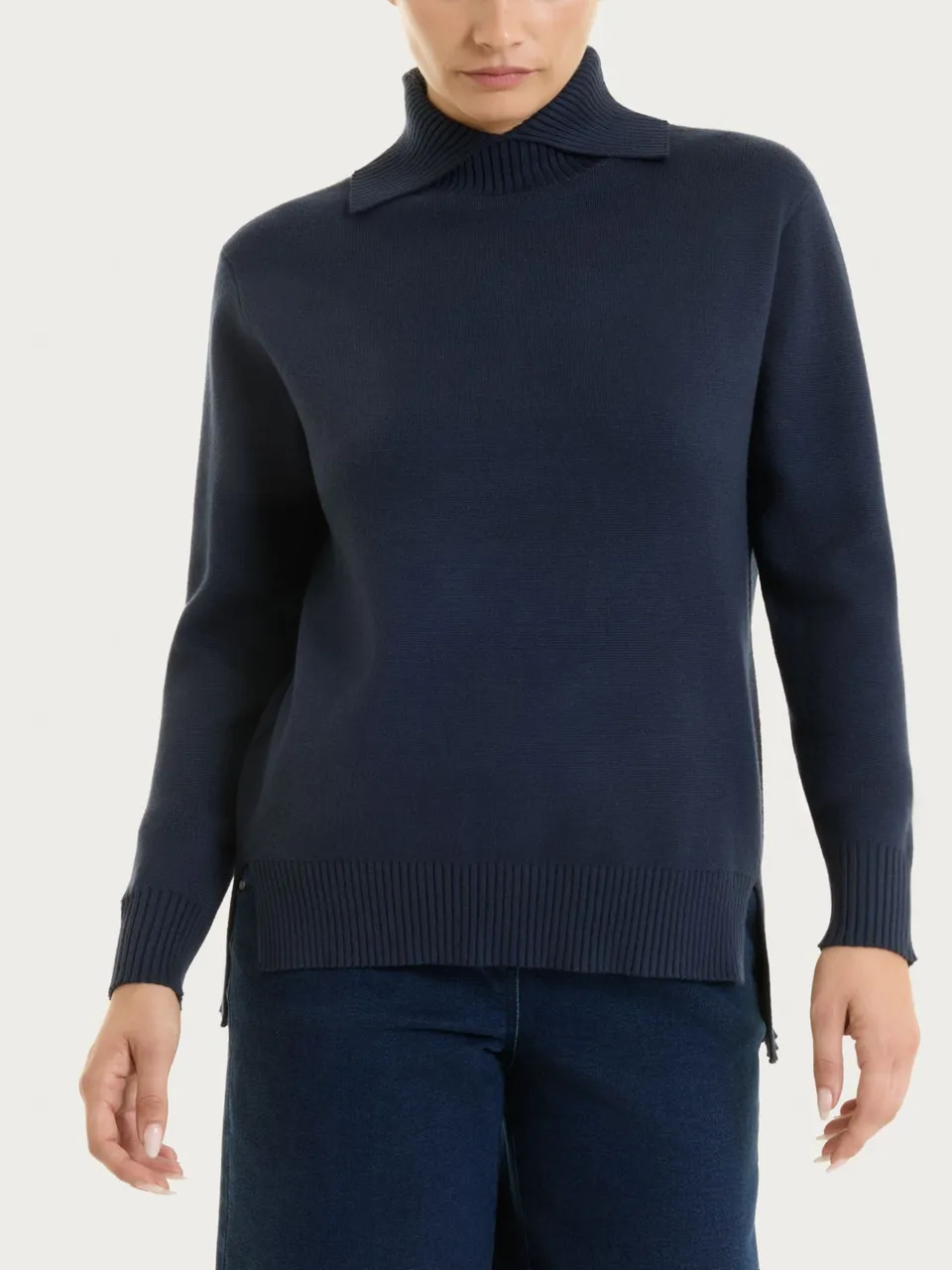 Ragno Super Soft Maglia Collo Alto Bleu boxy
