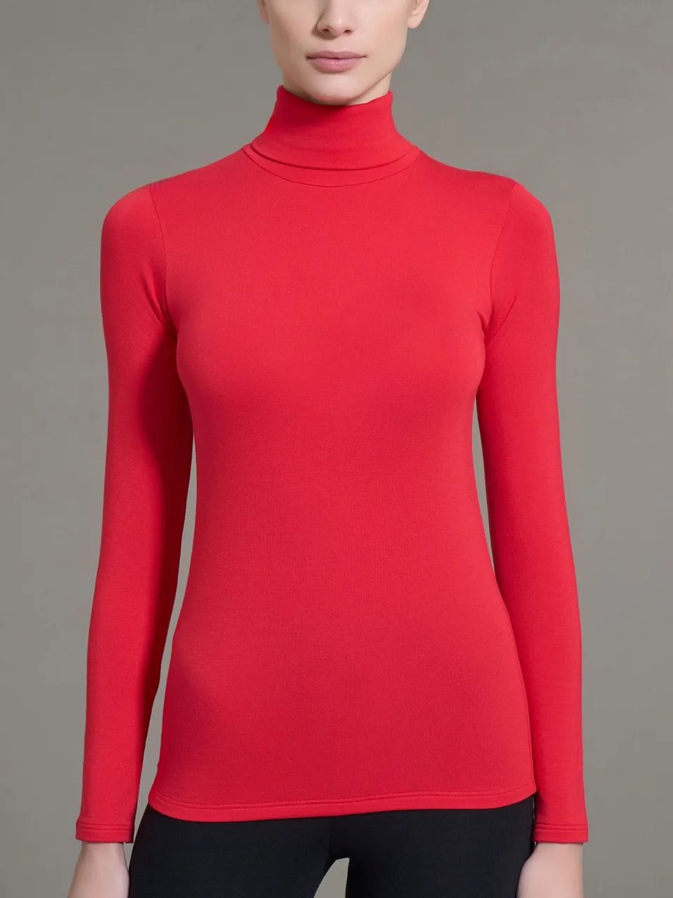 Ragno Viscosa Summer dolcevita maglia rossa skinny manica lunga