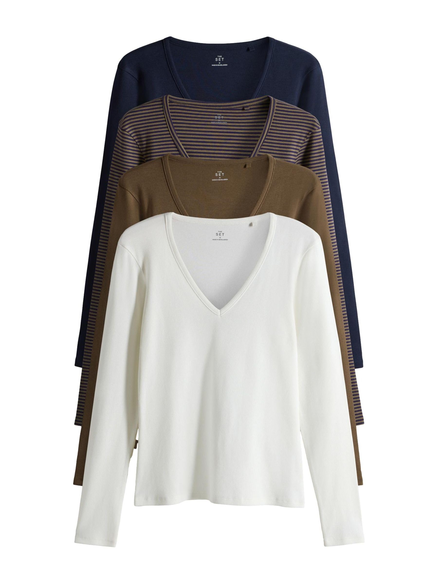 Geo Next The Set Magliette coste scollo V manica lunga da 4