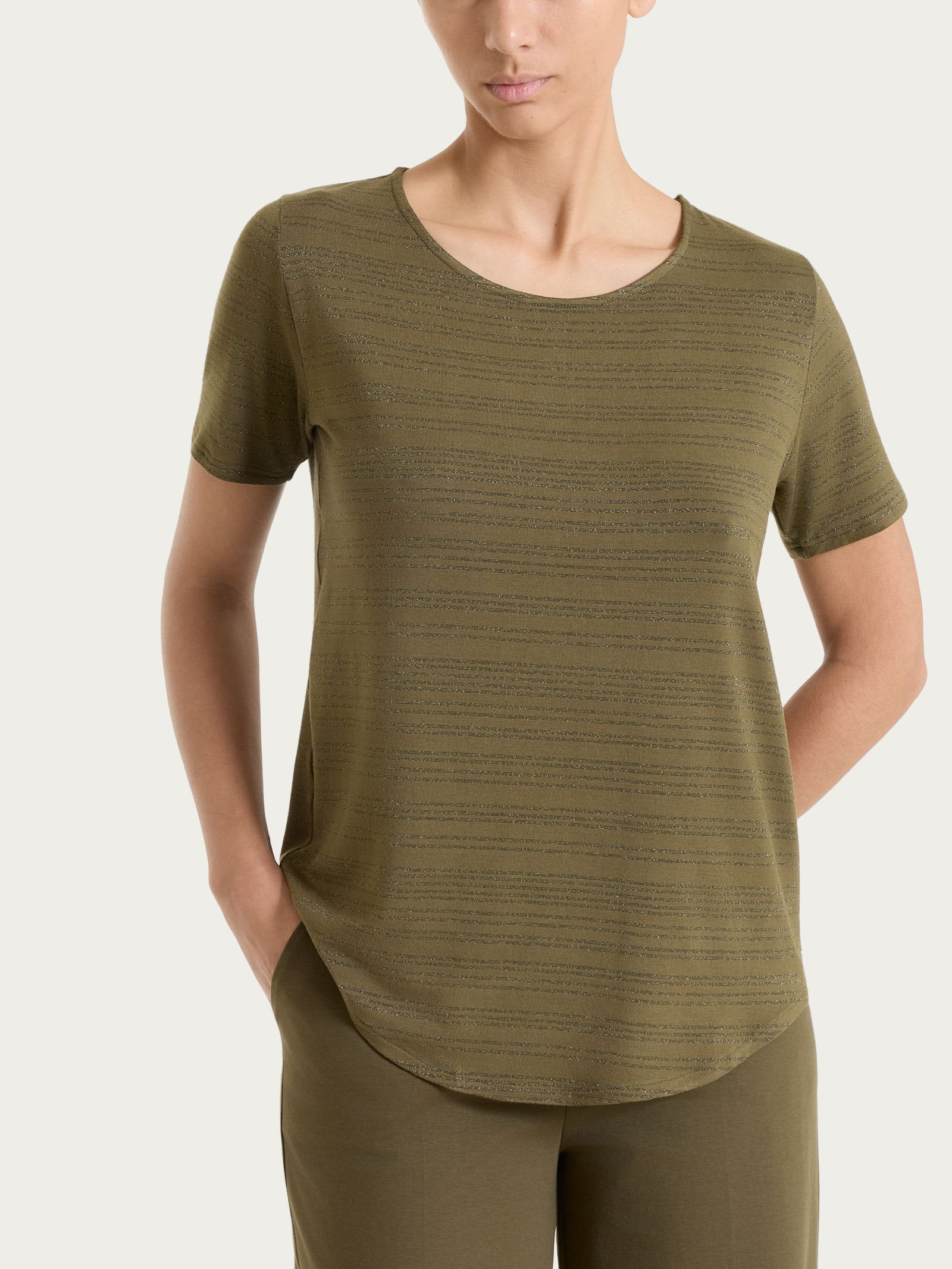 Ragno Viscosa Summer maglietta righe verde manica corta lurex