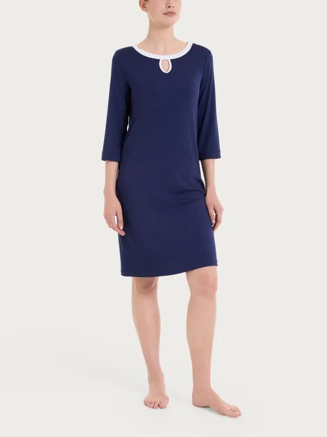 Ragno Viscosa Summer abito scollo a goccia blu manica 3/4