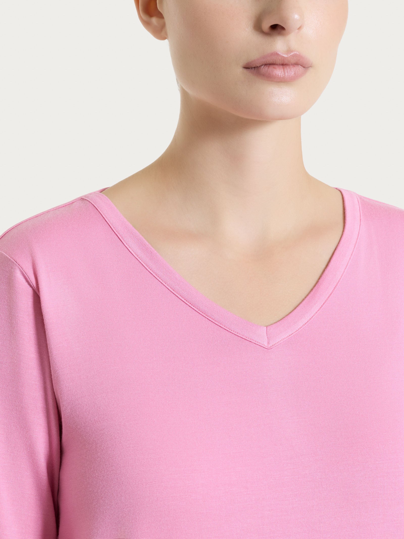 Ragno Viscosa Summer maglietta scollo a V Cashmere Rose jersey