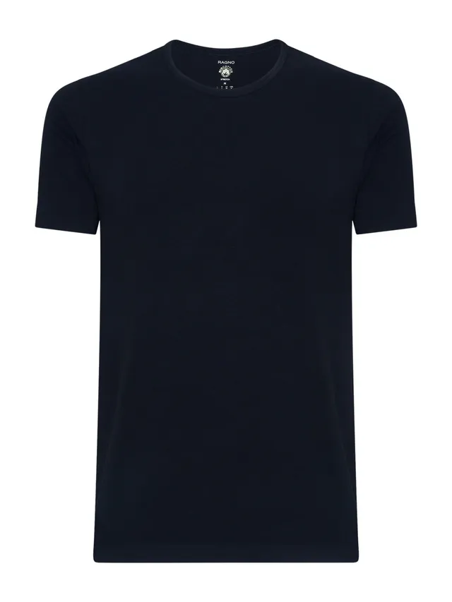 Ragno Comfort maglietta girocollo cotone elasticizzato Bleu uomo