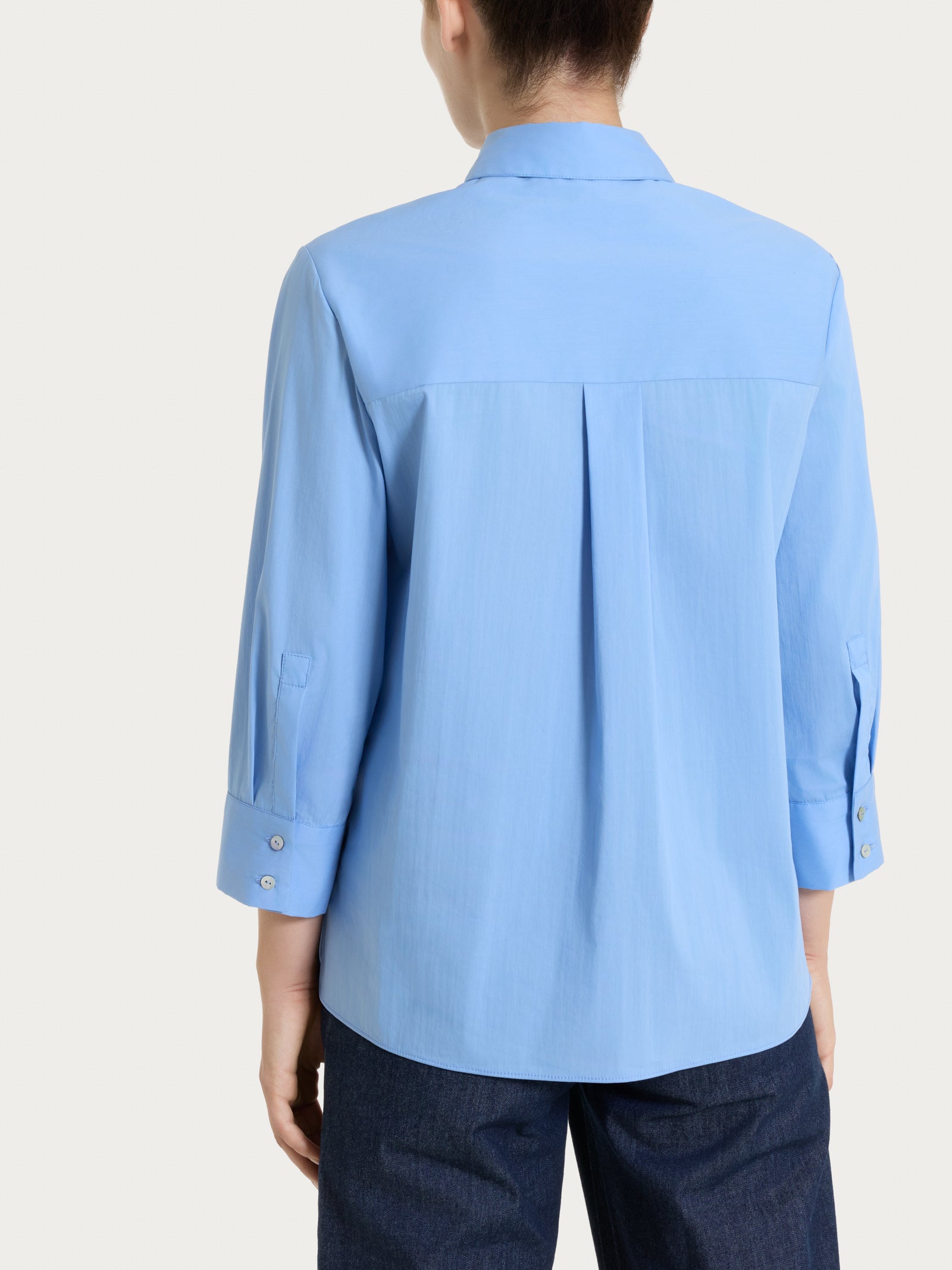 Ragno Poplin Camicia Manica 3/4 Bel Air Blue