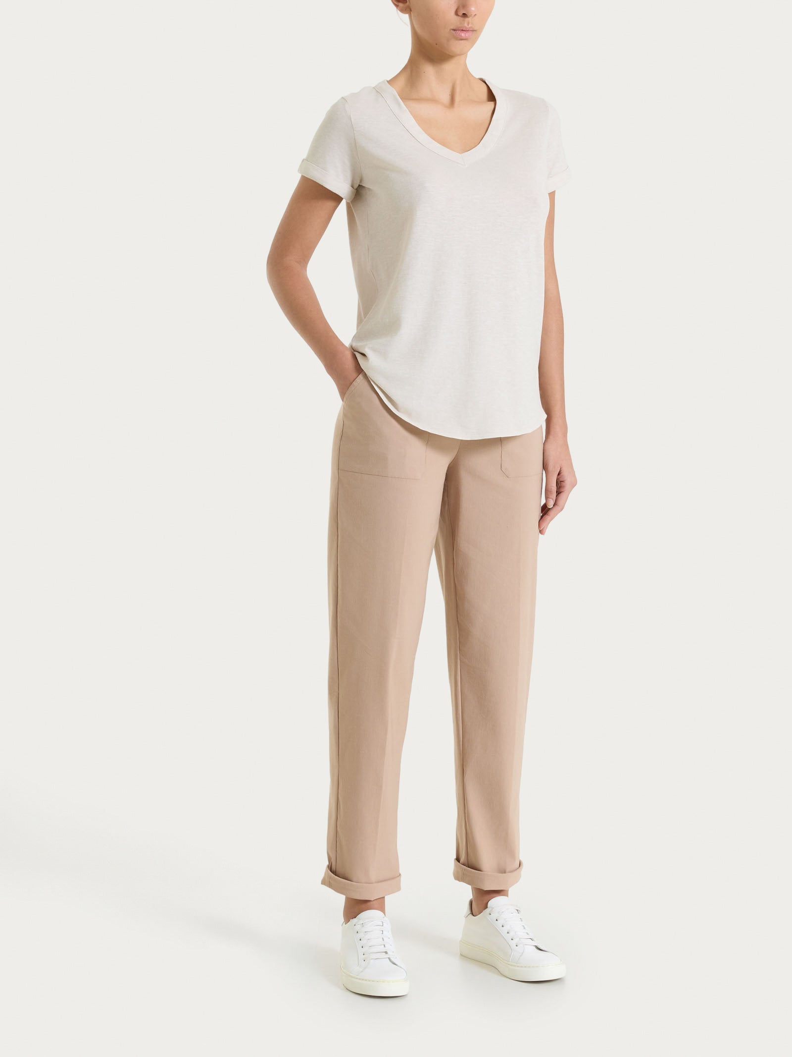Ragno Jersey di Cotone maglietta scollo a V Champignon cotone