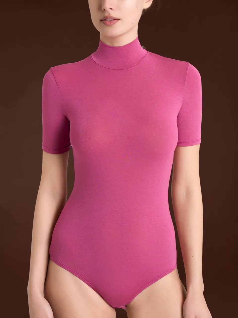 Ragno Tenderwool body collo alto Red Violet manica corta