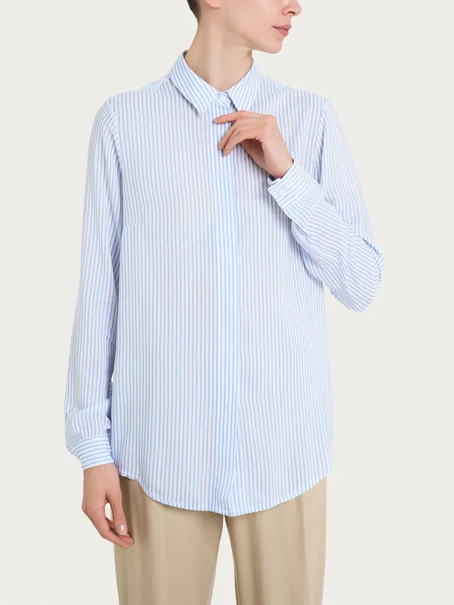 Ragno EcoSeta Camicia Rigata donna lavender viscosa